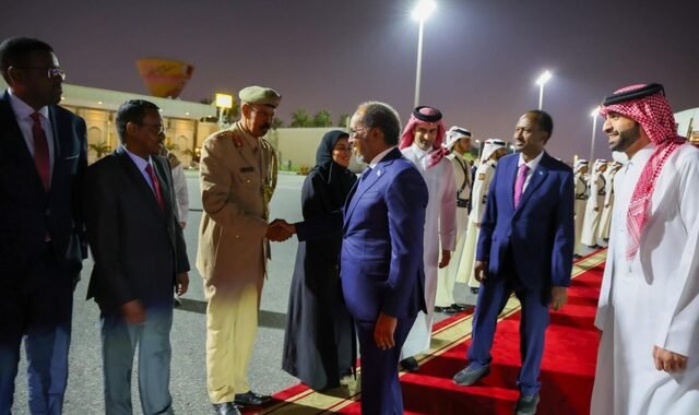 Wafdi uu hoggaaminayo madaxweyne Xasan Sheekh oo gaaray magaalada Doha