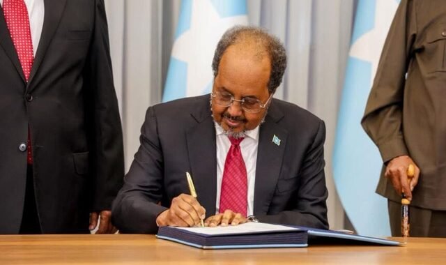 President Hassan Sheikh has officially signed today the new country's constitution