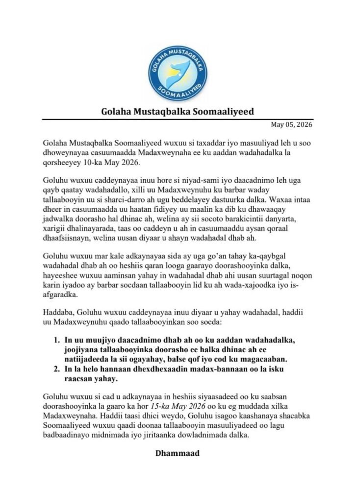 Siyaasiyiinta mucaaradka oo shuruud ku xiray ka qayb-galka gogosha wada-hadalka madaxweynaha
