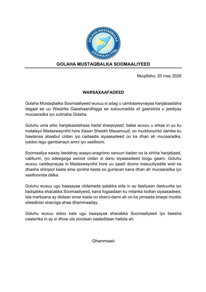 Golaha Mustaqbalka oo si kulul uga jawaabay hadalkii kasoo yeeray wasiirka gaashaandhigga